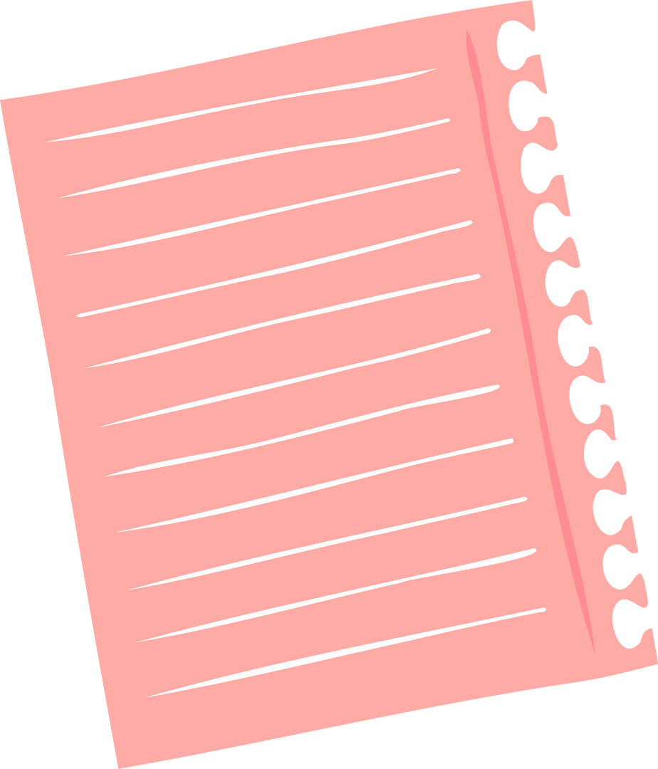 Pale Pink Lined Note Page with Transparent Background