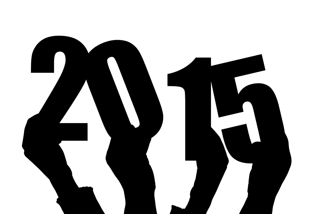 Transparent Hands Holding 2015 Numbers with New Year Theme