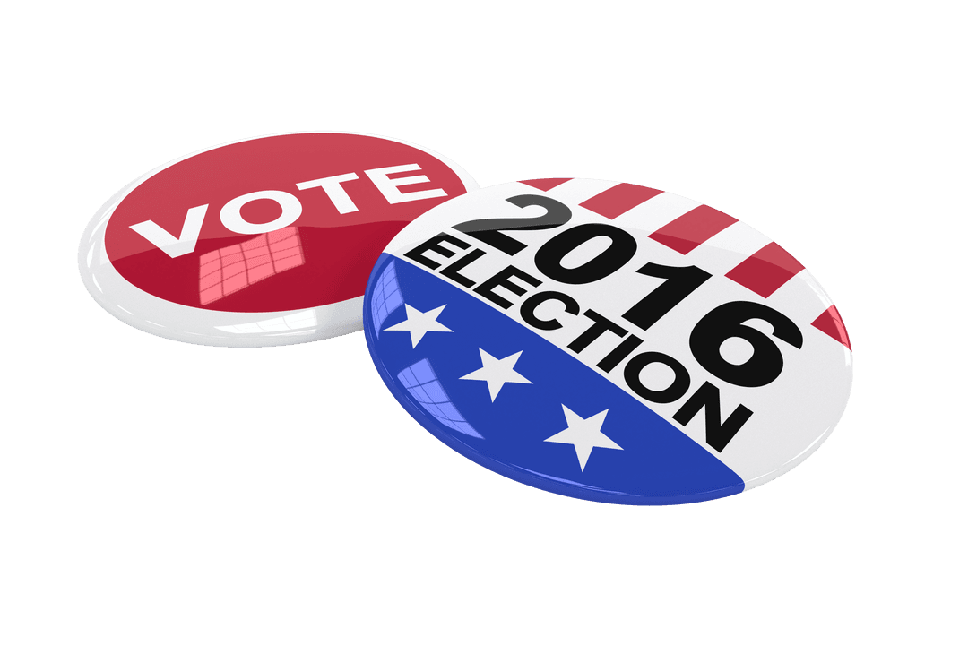Transparent Political Campaign Badges with Vote and 2016 Text