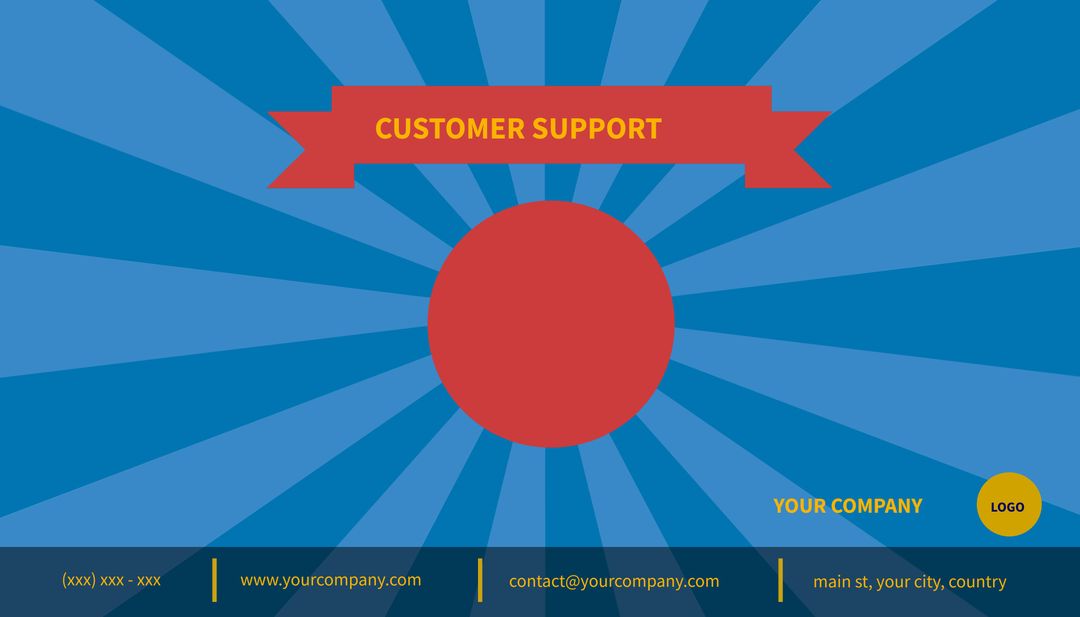 Customer Support Banner with Blue Radiant Background and Icon