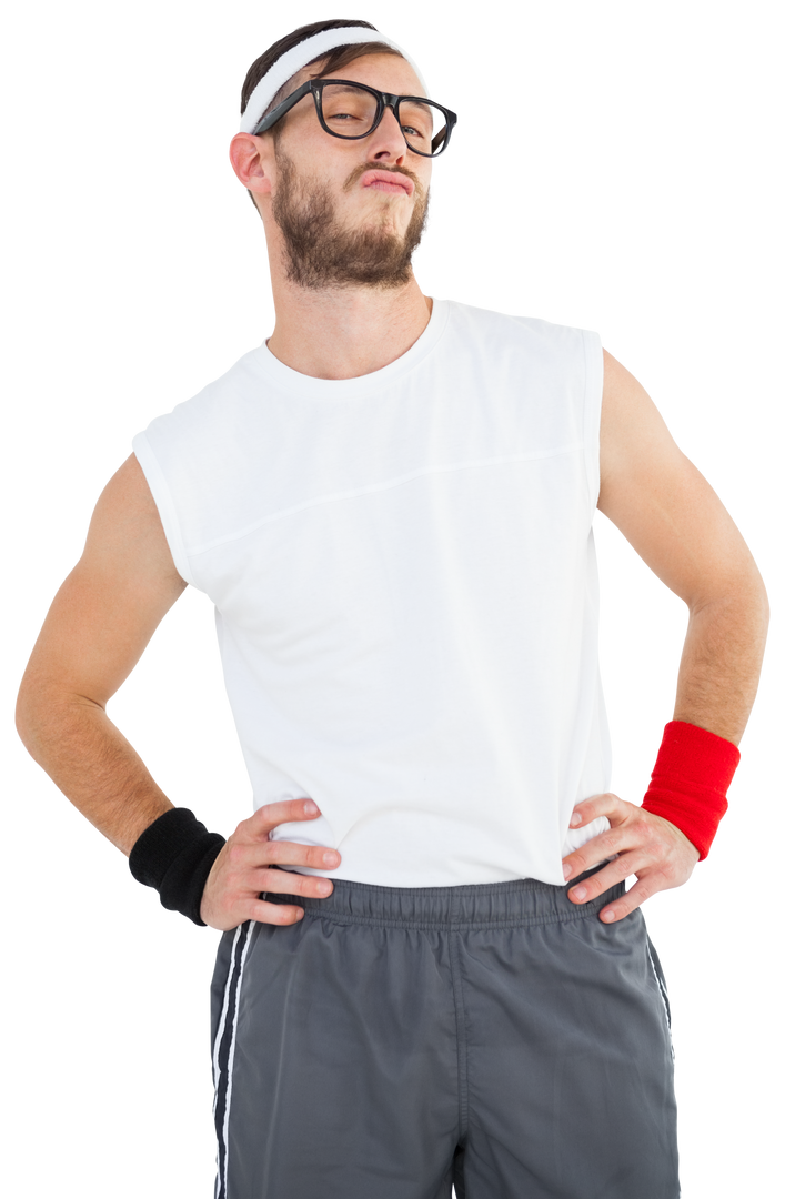 Transparent Image of Geeky Hipster Posing in Sportswear - Download Free Stock Images Pikwizard.com