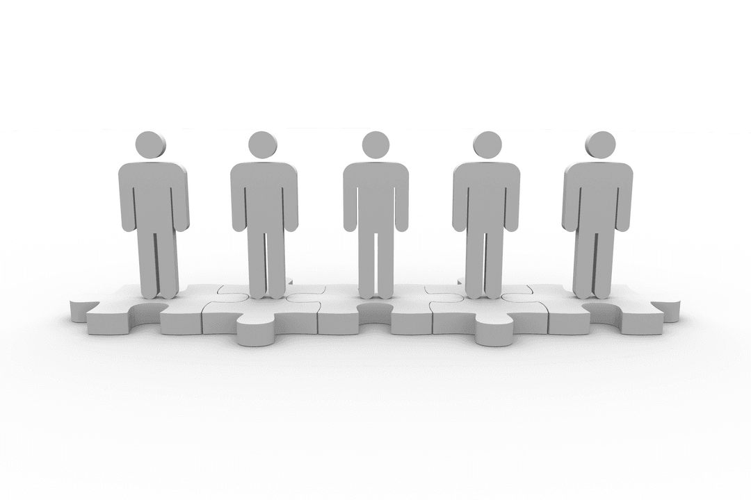 Transparent 3D Human Figures on Jigsaw Puzzle