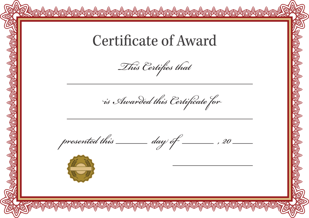 Elegant Certificate of Award Template with Floral Border