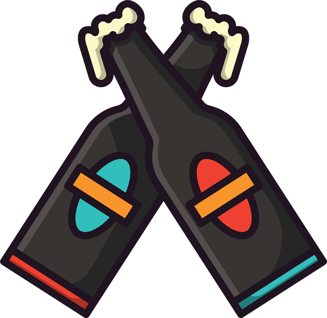 Beer Bottles Cheers Icon on Transparent Background