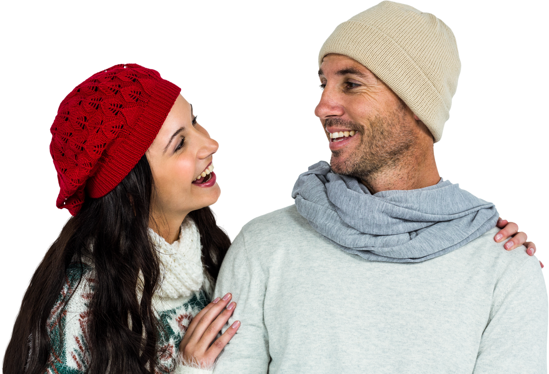 Transparent Happy Couple Smiling in Winter Fashion - Download Free Stock Images Pikwizard.com