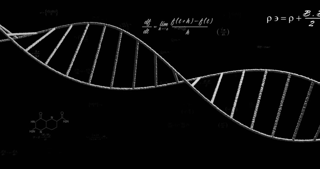 DNA Strand Overlay on Scientific Mathematical Equations