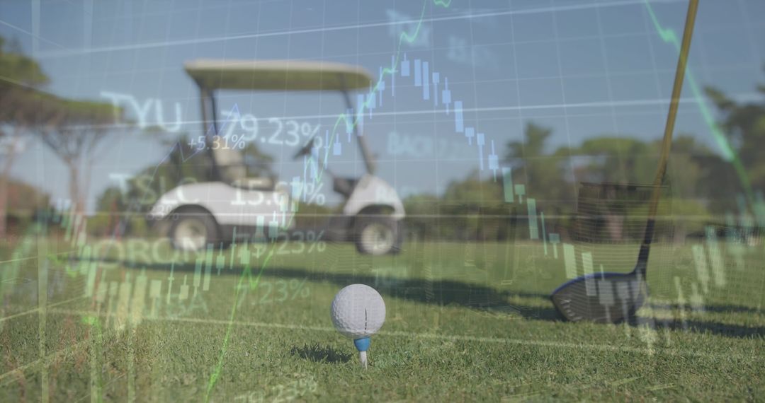 Golf Ball on Course with Data Overlay in Sports Analytics