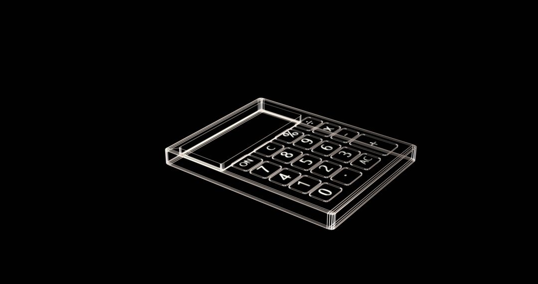 Digital Wireframe Calculator on Black Background