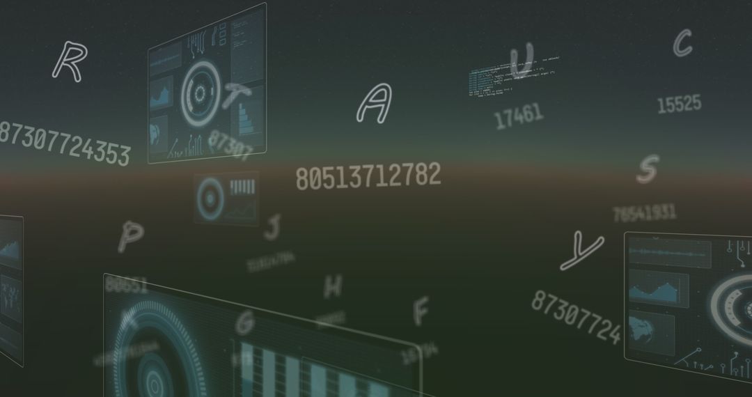 Data Streaming with Digital Numbers on Green Backdrop