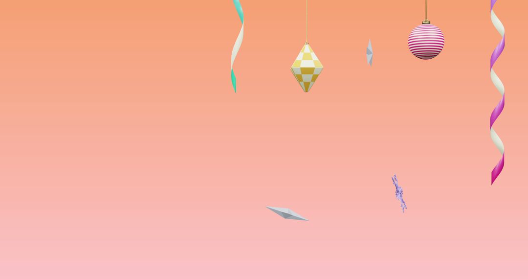 Festive Decorations Floating on Vibrant Pink Background