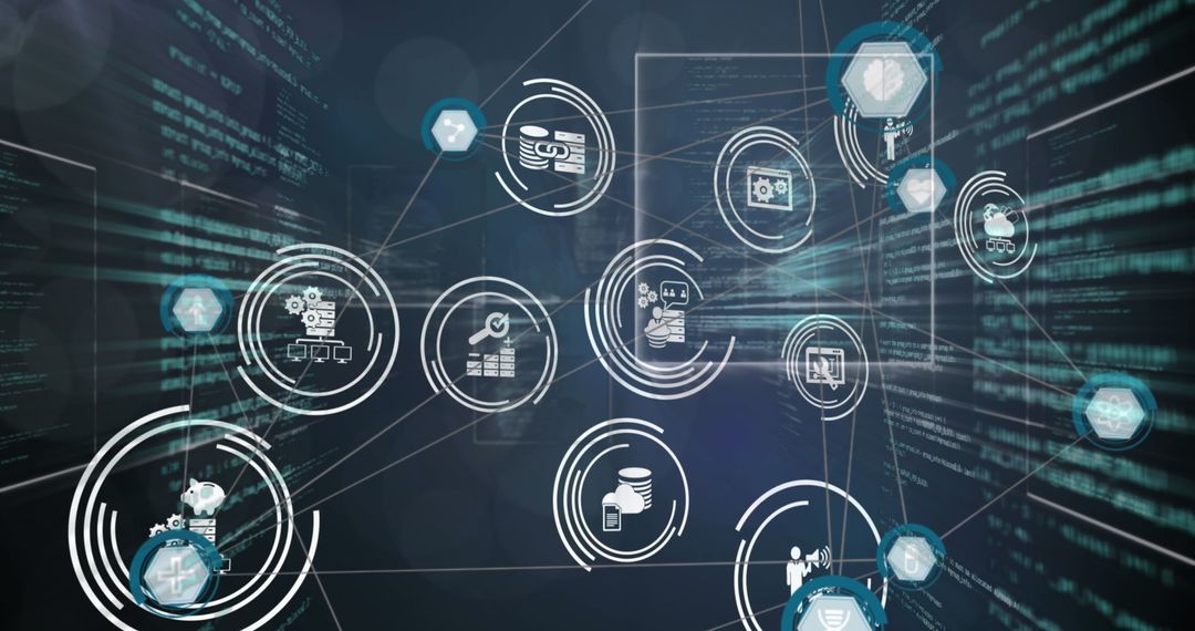 Futuristic Digital Network Connected by Technology Icons