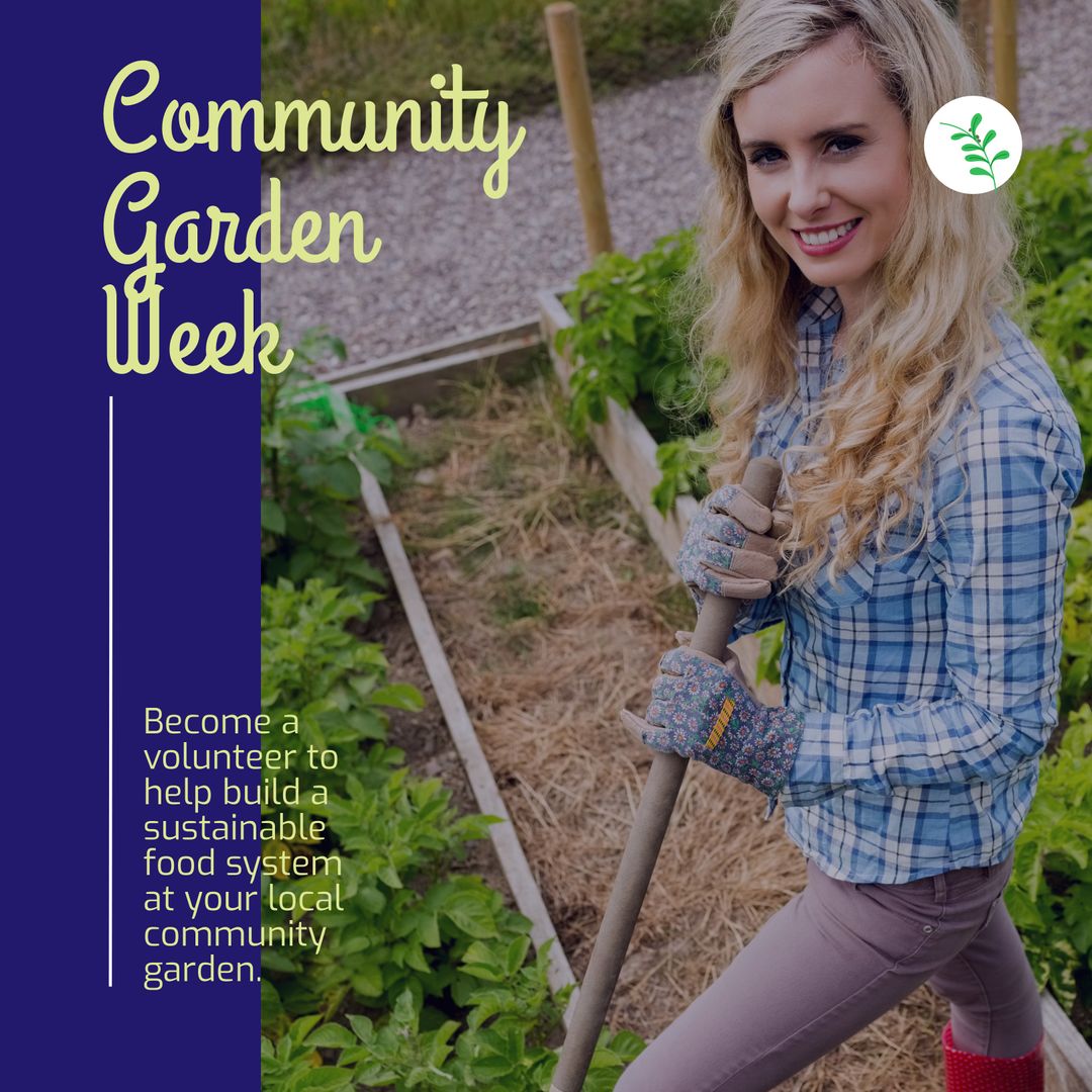 Woman Gardening in Community Plot for Sustainable Food System
