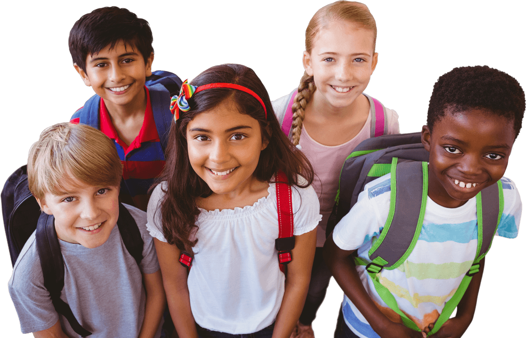 Happy Diverse Schoolchildren Displaying Friendship