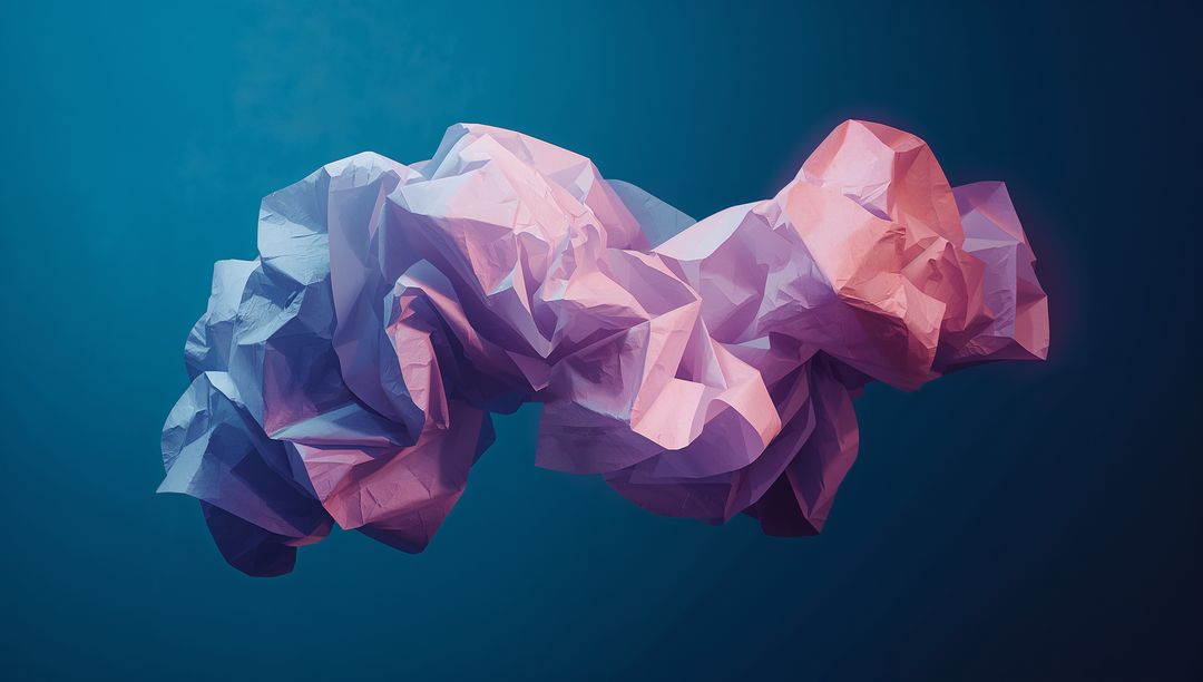 Abstract Floating Pastel Sculpture with Futuristic Lighting