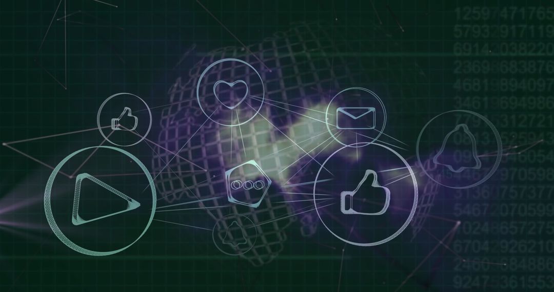 Digital Global Network with Social Media Icons