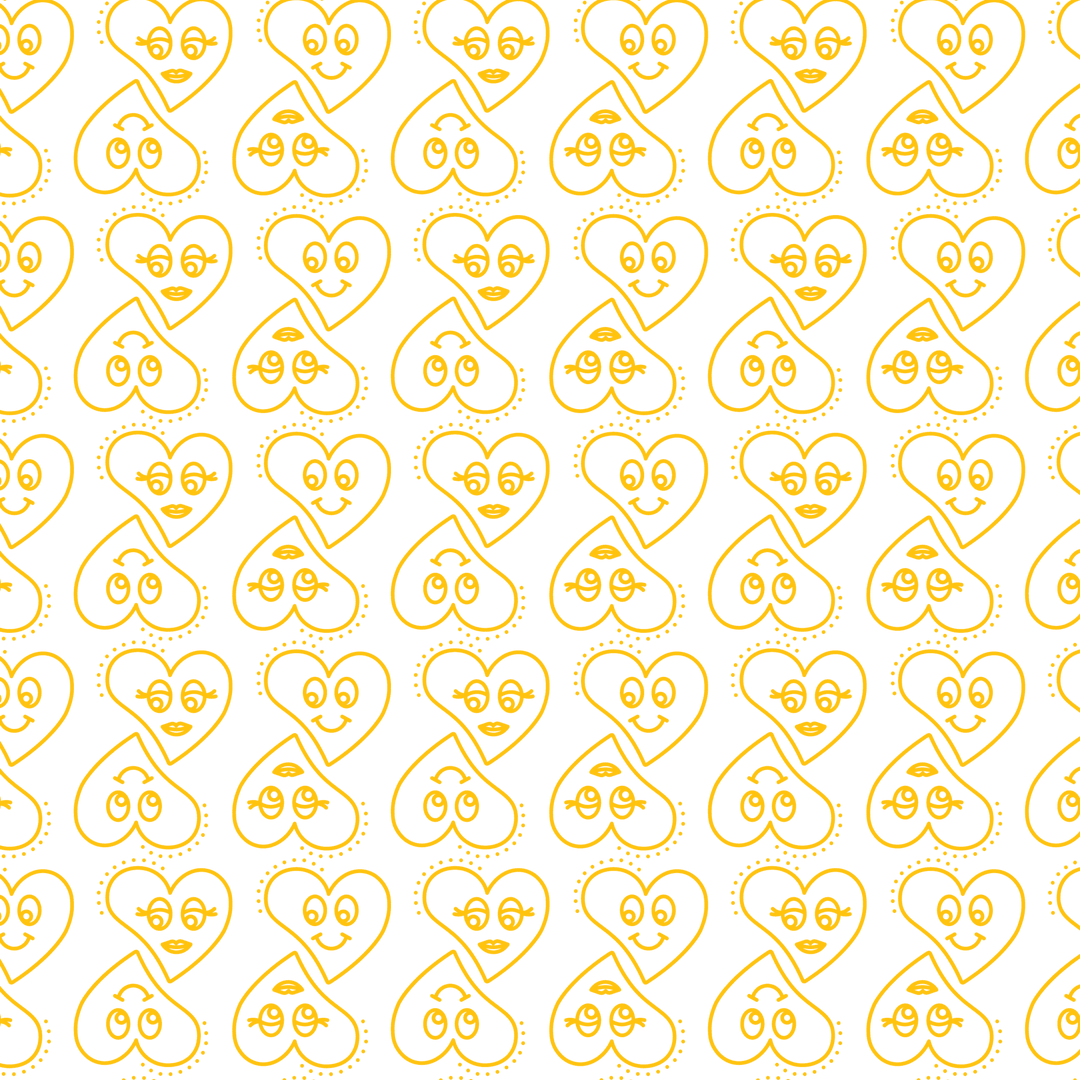 Seamless Yellow Heart-Loop Pattern on Transparent Background