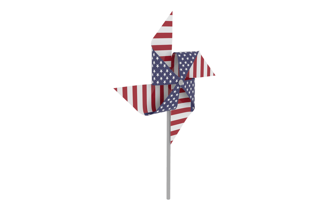 Transparent 3D Pinwheel with American Flag Pattern