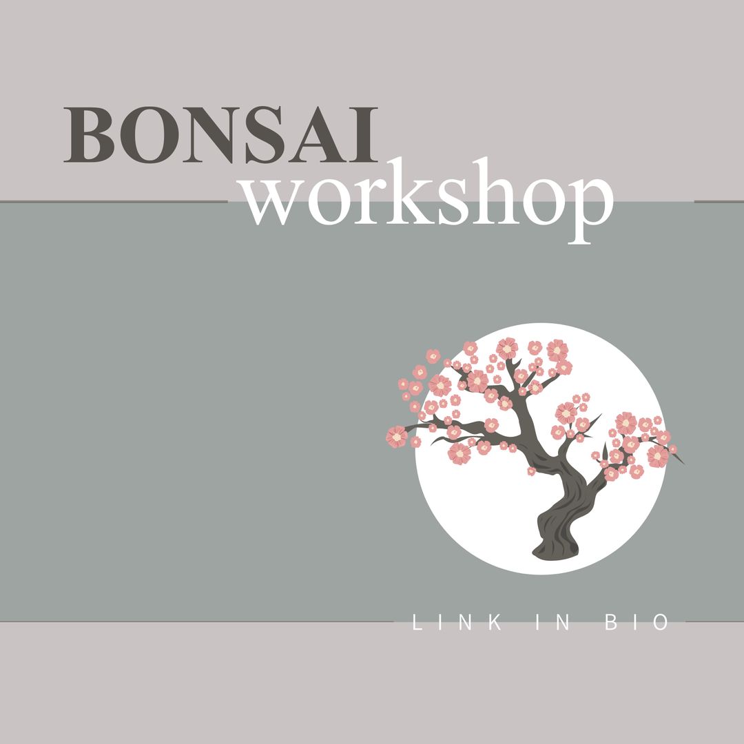 Bonsai Workshop Invitation with Blossoming Bonsai Tree Design