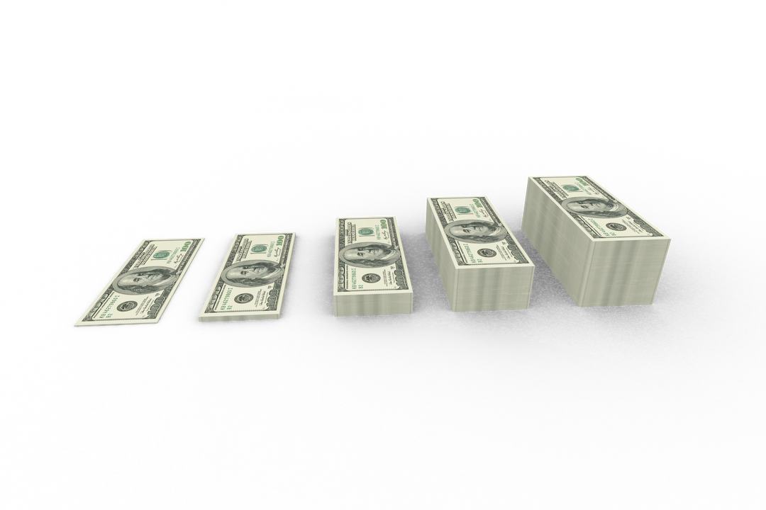 Stacked US Dollar Bills Increasing Against Transparent Background - Download Free Stock Images Pikwizard.com