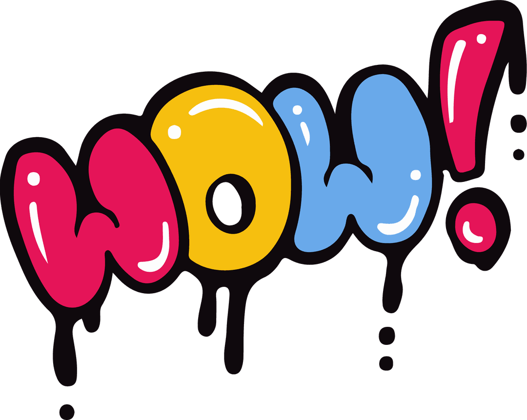 Vibrant Graffiti Bubble WOW! on Transparent Background