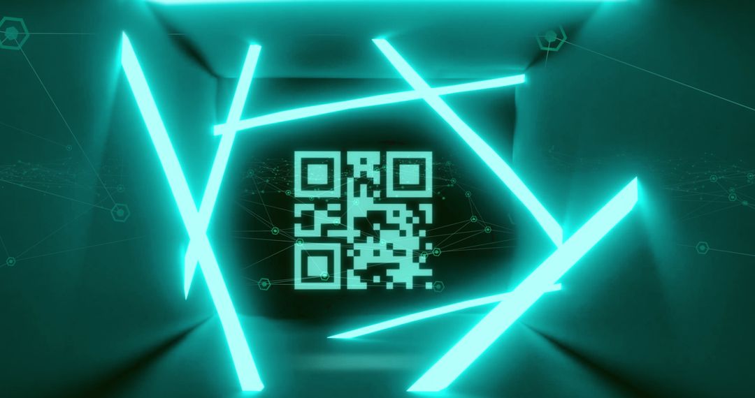 Futuristic Glowing QR Code with Neon Elements