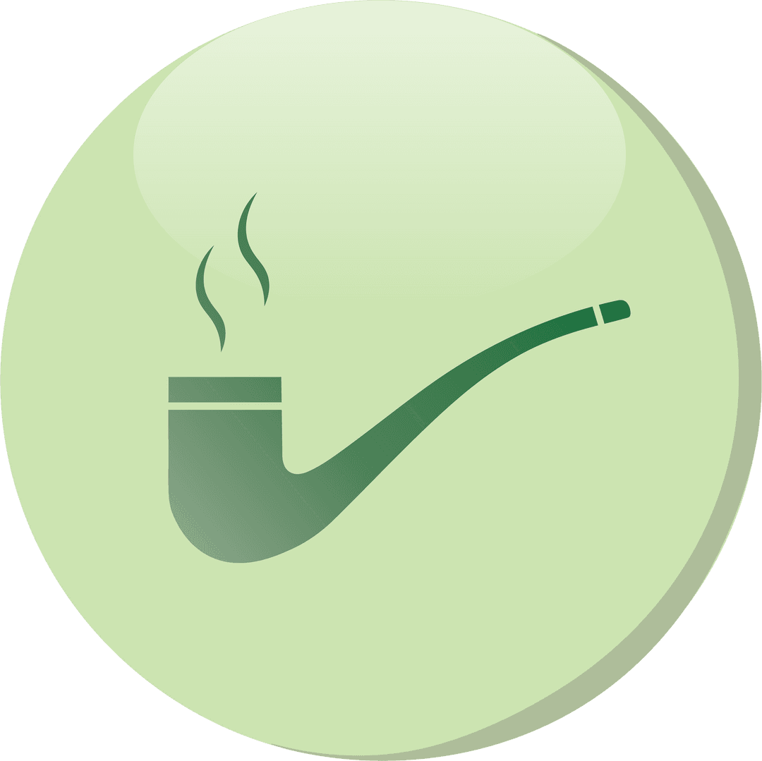 Transparent Smoking Pipe Icon on Circular Green Background