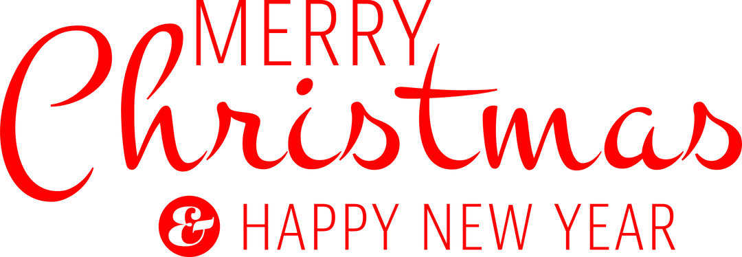 Festive Merry Christmas and Happy New Year Text on Transparent Background