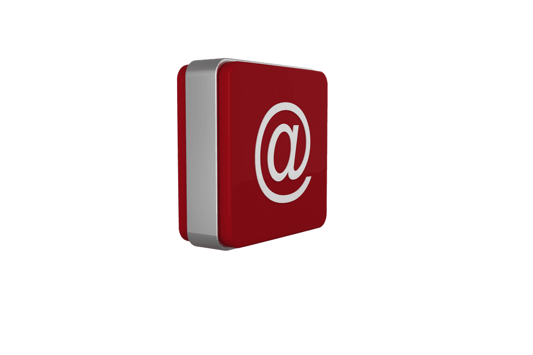Red Digital Tablet with At Symbol on Transparent Background