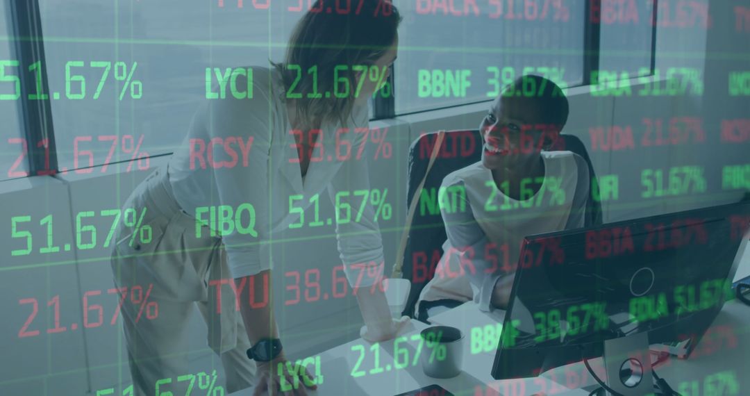 Business Colleagues Analyzing Stock Market Data in Office