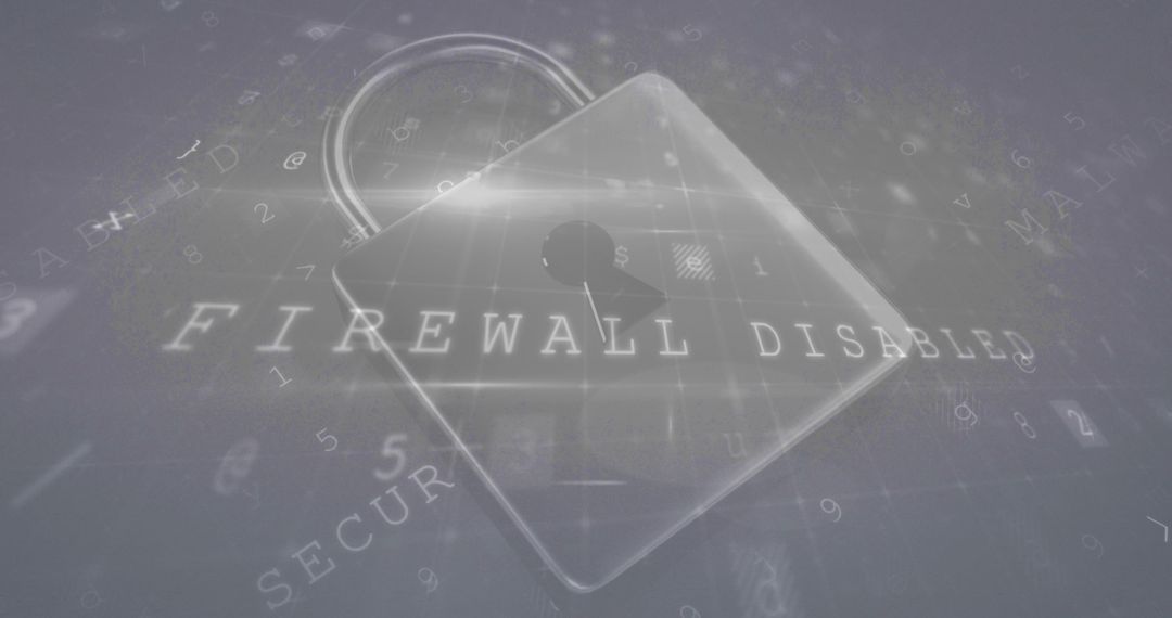 Cybersecurity Concept with Disabled Firewall Warning