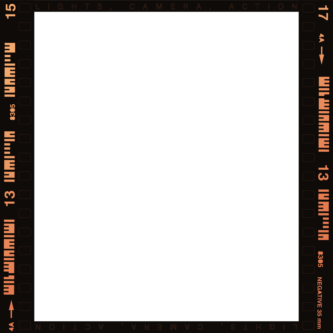 Vintage Film Frame with Cinematic Text on Transparent Background