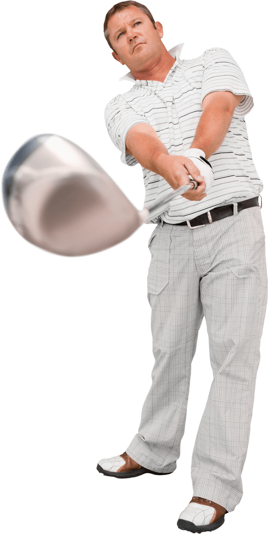 Transparent View of Man Engaged in Swinging Golf Club