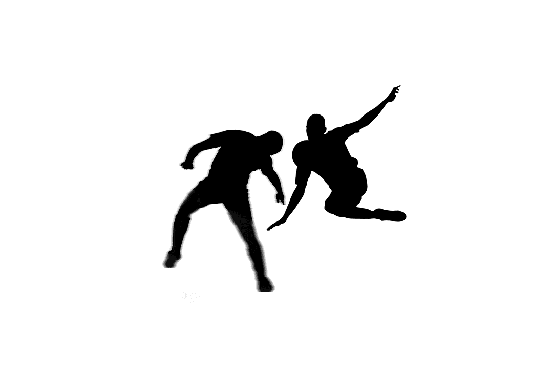 American Football Player Silhouettes Set on Transparent Background