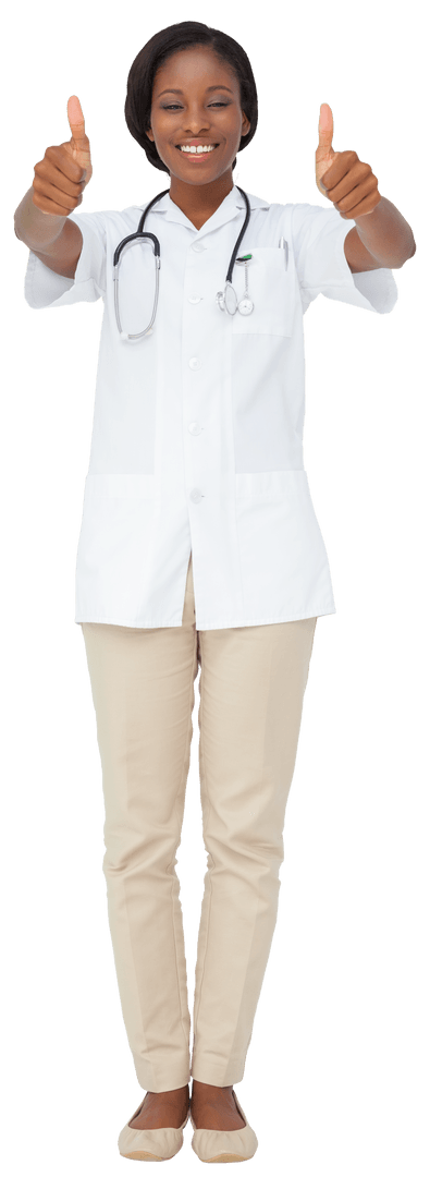 Confident Nurse Giving Thumbs Up in Transparent Background