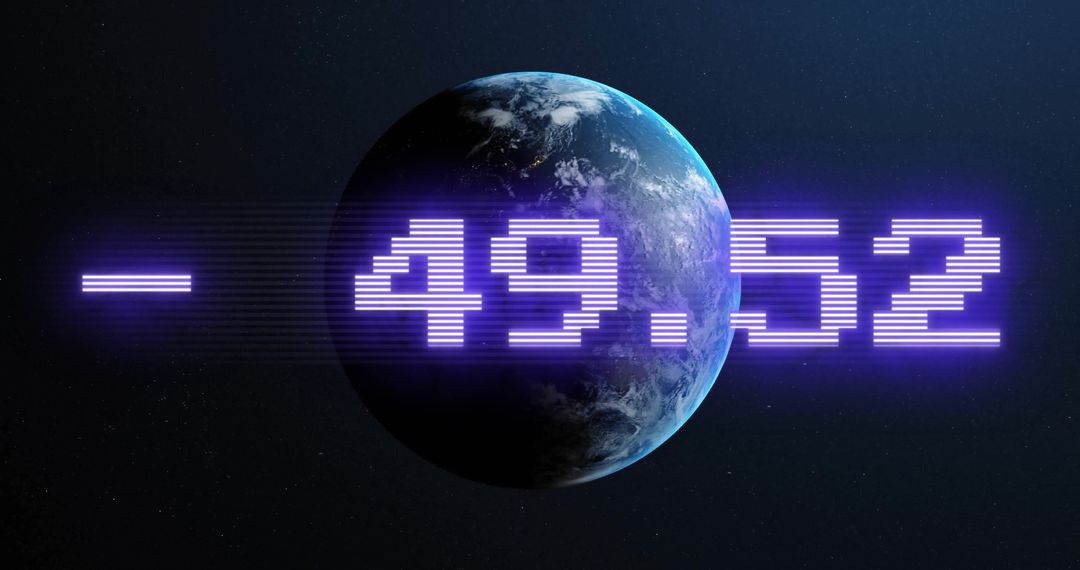 Glowing Numerical Data Overlaying Planet Earth in Space