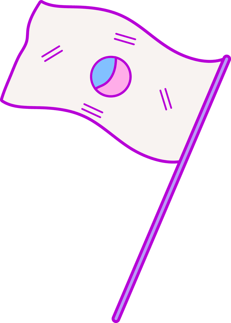 Stylized Two-Tone Emblem Flag on Transparent Background, Symbolic Graphic