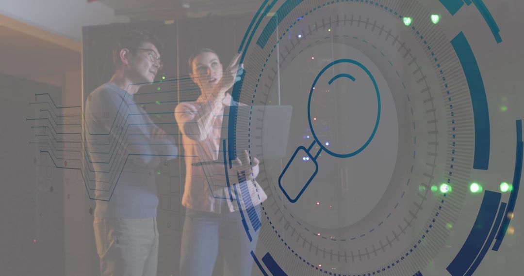 Diverse Team Analyzing Data in Server Room