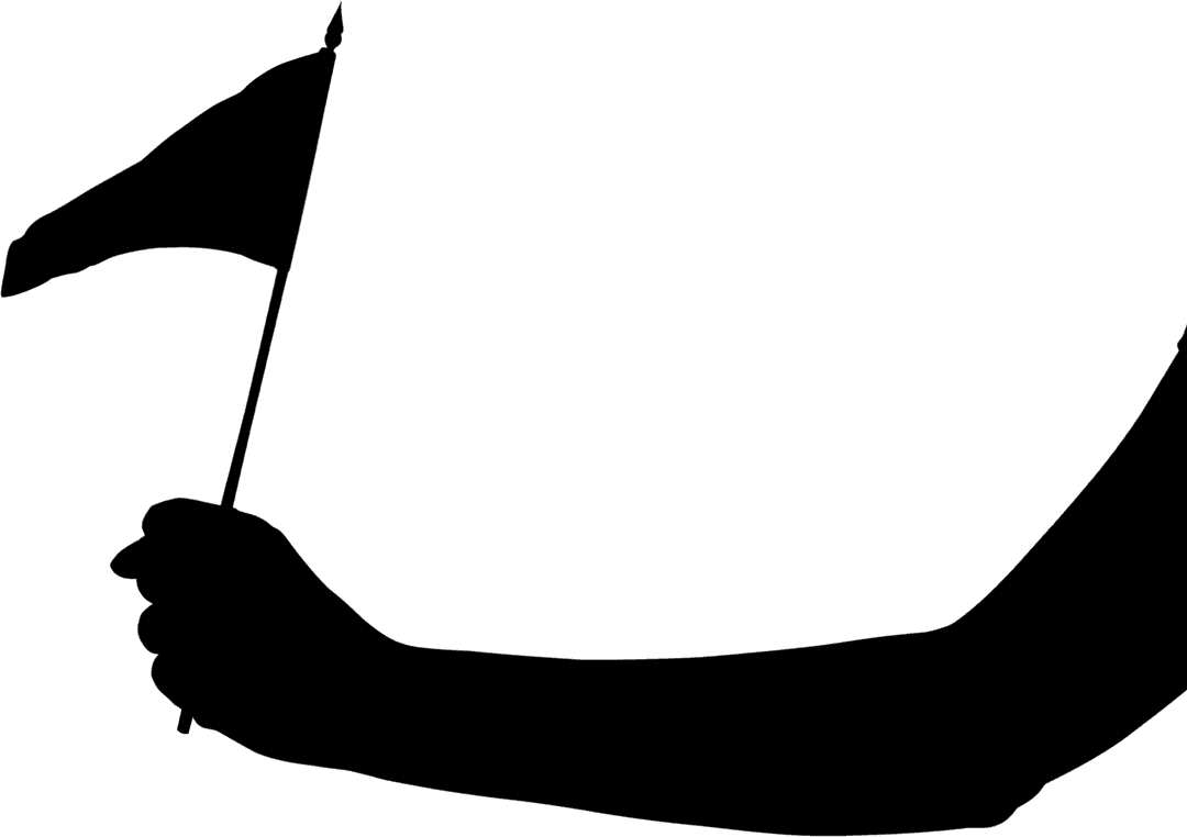 Transparent Silhouette of Hand Holding Flag on Isolated Background