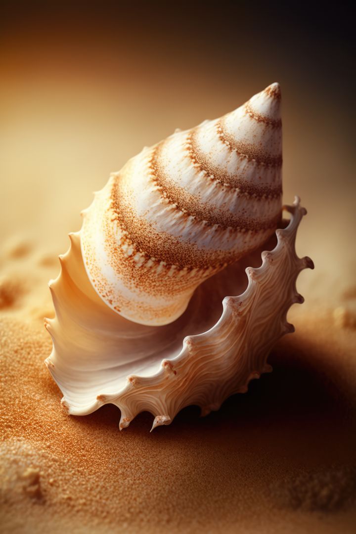 Close up of seashell in sand, created using generative ai technology - Free Images, Stock Photos and Pictures on Pikwizard.com