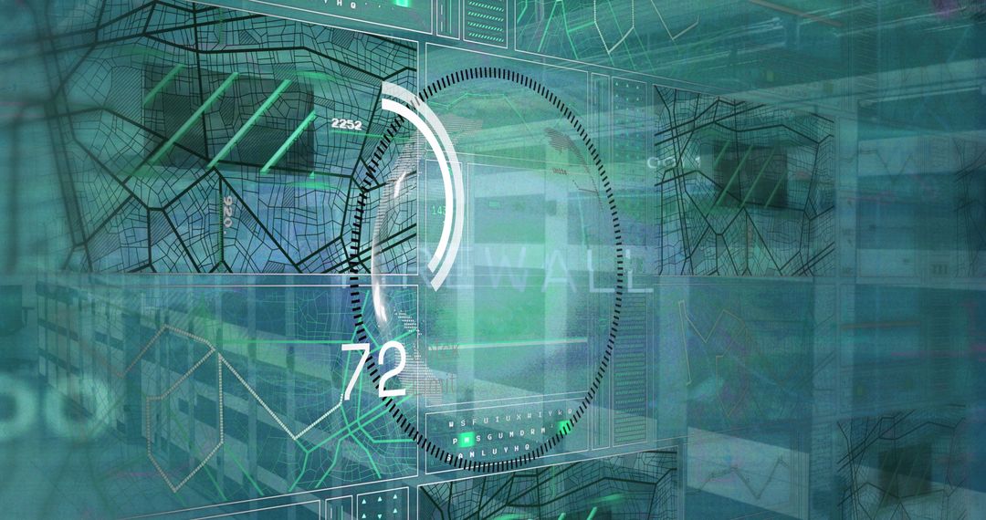 Futuristic Digital Data Interface with Holographic Visualization