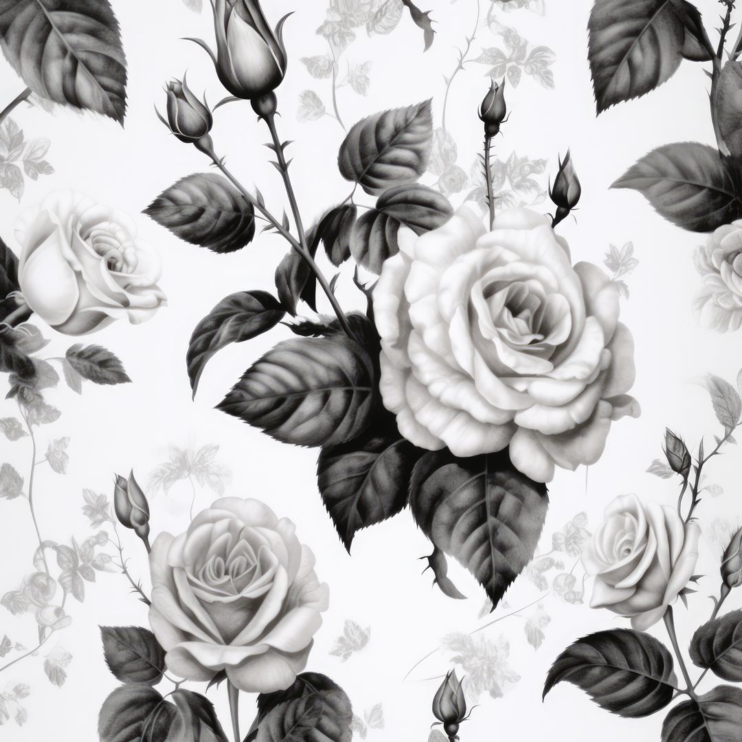 White roses in black and white on white background, created using generative ai technology - Free Images, Stock Photos and Pictures on Pikwizard.com