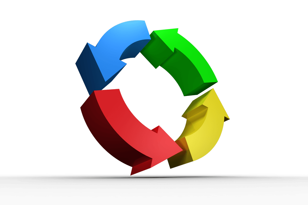 Colorful Curved Arrows on Transparent Background Symbol