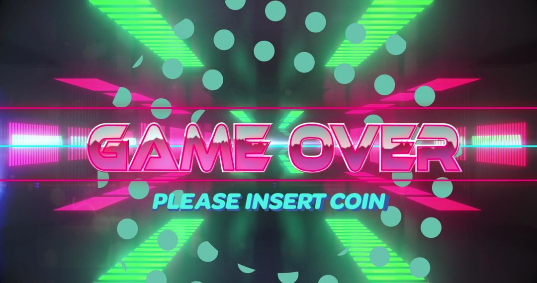Retro Neon Game Over Sign with Futuristic Light Beams