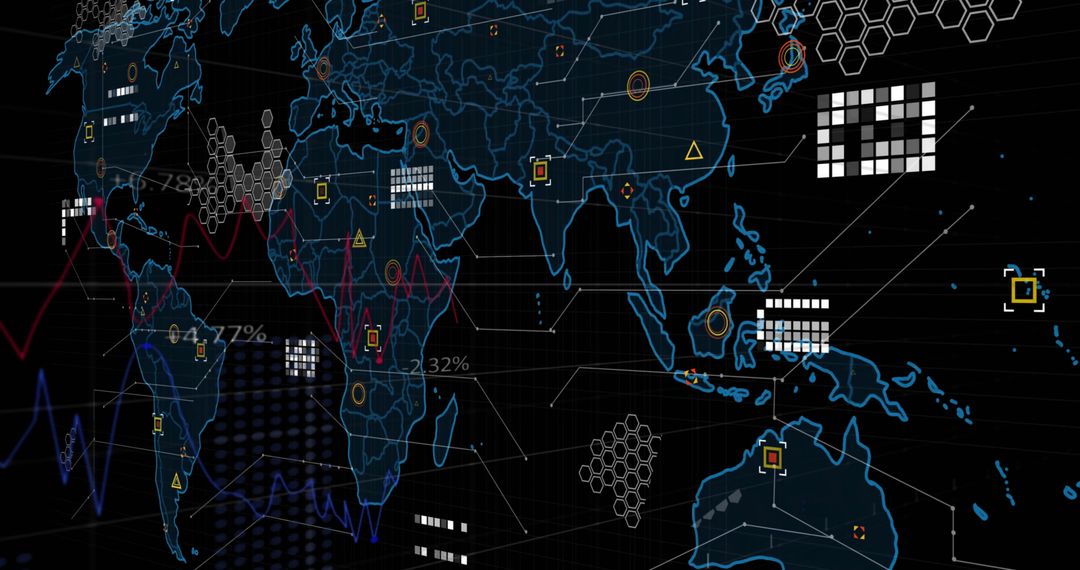 digital data visualization on world map highlighting global connections - Free Images, Stock Photos and Pictures on Pikwizard.com