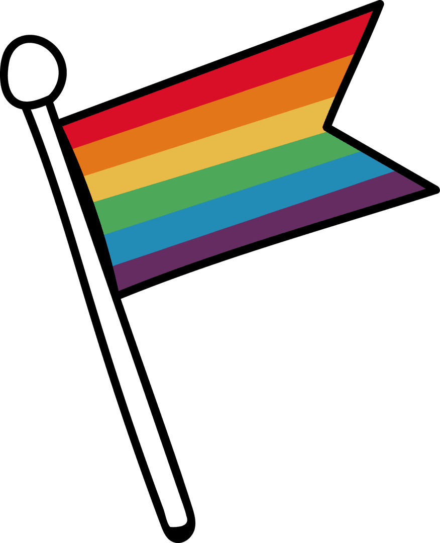 Flat Vector Rainbow Flag on Transparent Background Symbolizing LGBTQ Pride