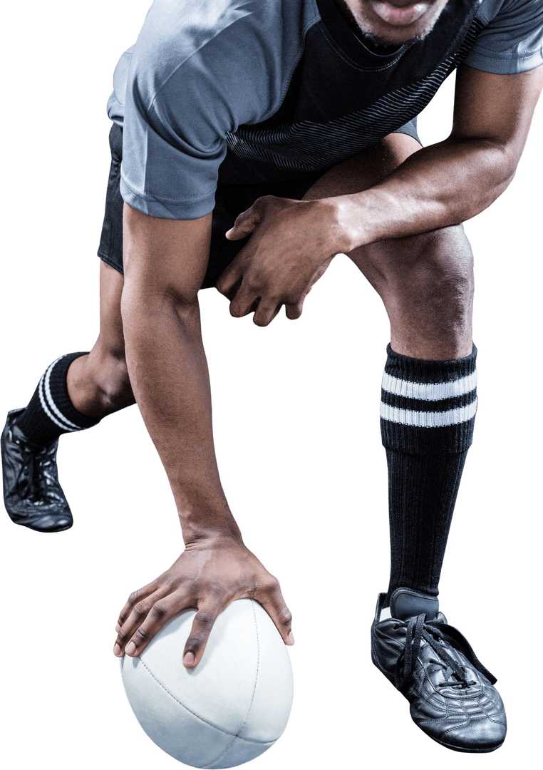 Transparent View of Rugby Player Holding Ball