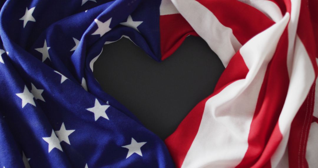 American Flag with Heart Shape Center Against Grey Background