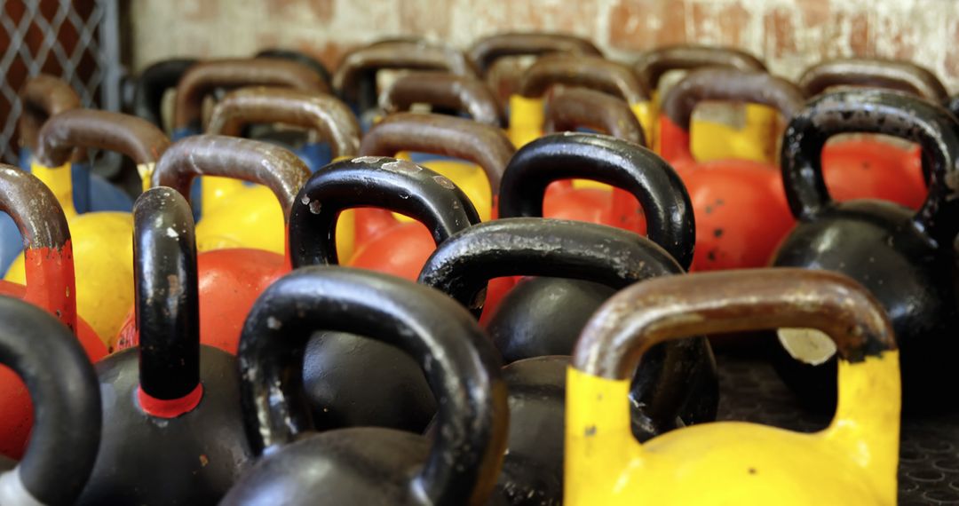 Close-Up of Colorful Kettlebells in a Gym - Free Images, Stock Photos and Pictures on Pikwizard.com