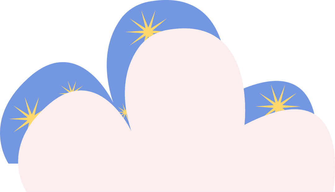 Transparent Cloud Design with Fantasy Starbursts on Blue