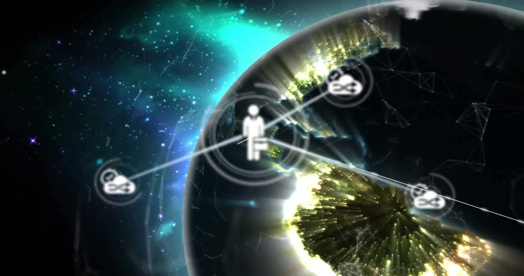 Global Networking Concepts with Digital Icons Overlay